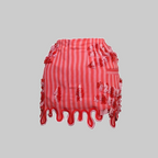 Red and white striped skirt with distressed details on a white background
