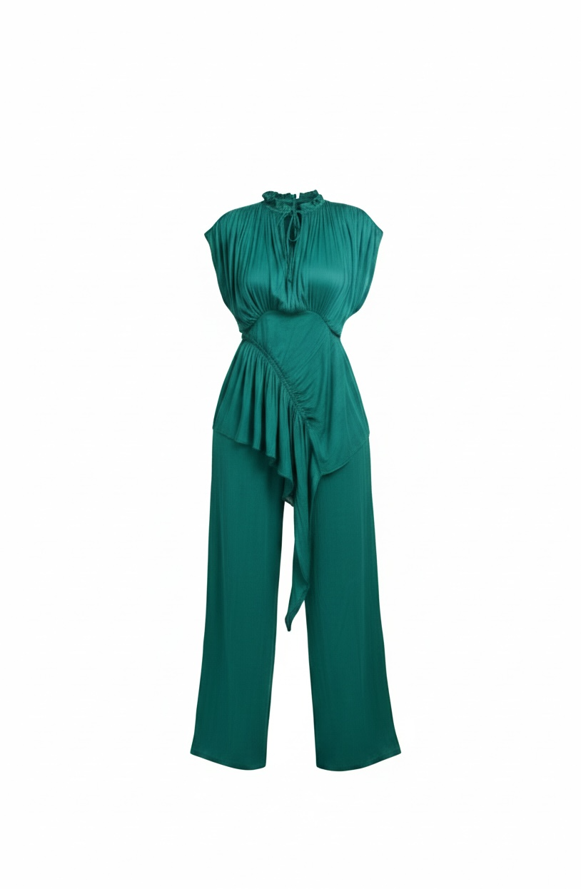 Green jumpsuit on a white background