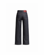 Dark blue jeans on a white background